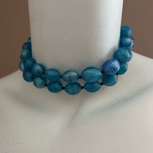 4/$100 AUSTRIA vintage 1950 Elegant Blue Beaded Necklace 31 inches 💙